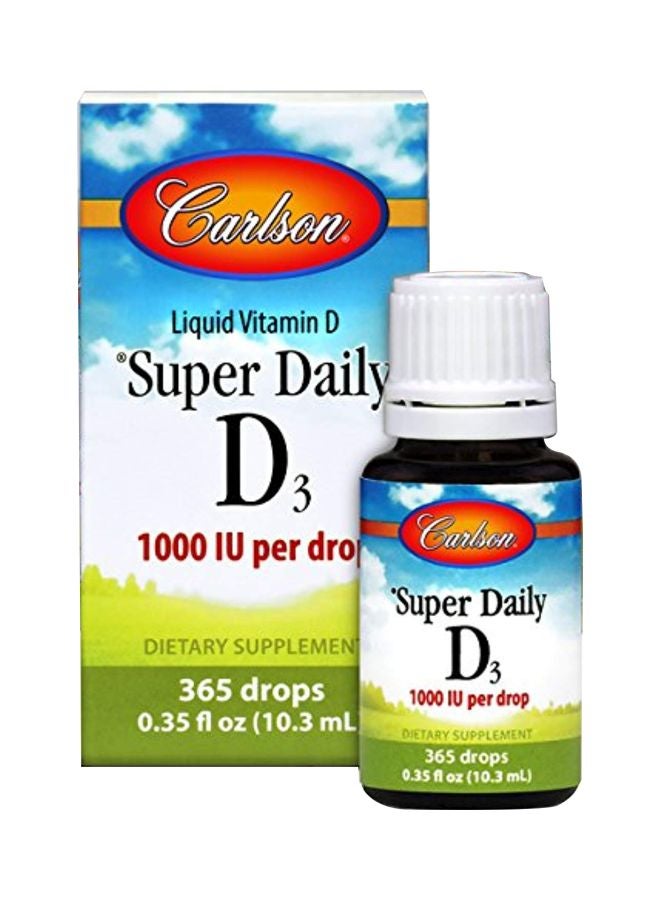 كارلسون مجموعة قطارة مكمل غذائي سوبر دايلي فيتامين D3 بتركيز 1000 وحدة دولية و25 مايكروجرام - 365 قطرة مكونة من 3 عبوات - Image 1
