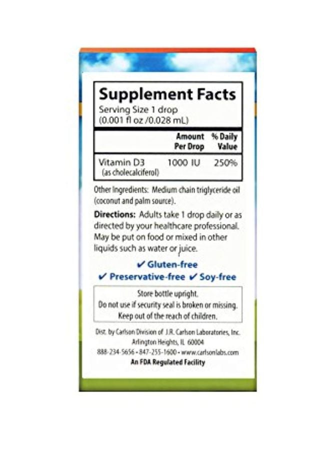 كارلسون مجموعة قطارة مكمل غذائي سوبر دايلي فيتامين D3 بتركيز 1000 وحدة دولية و25 مايكروجرام - 365 قطرة مكونة من 3 عبوات - Image 5