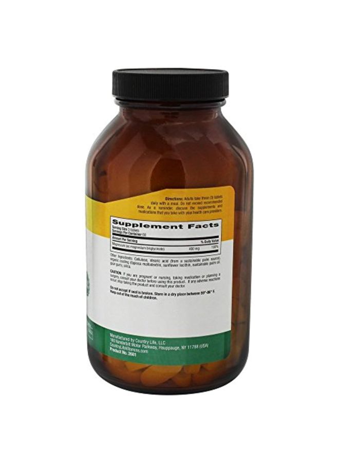 Country Life - Chelated Magnesium Glycinate 400mg - 180 Tablets - Image 1
