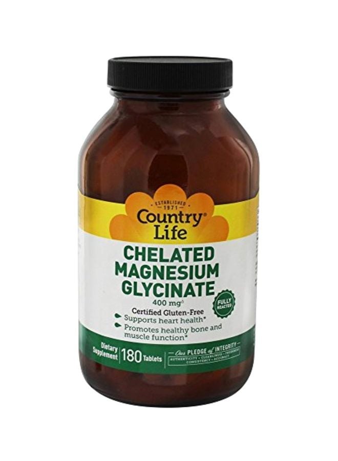 Country Life - Chelated Magnesium Glycinate 400mg - 180 Tablets - Image 1