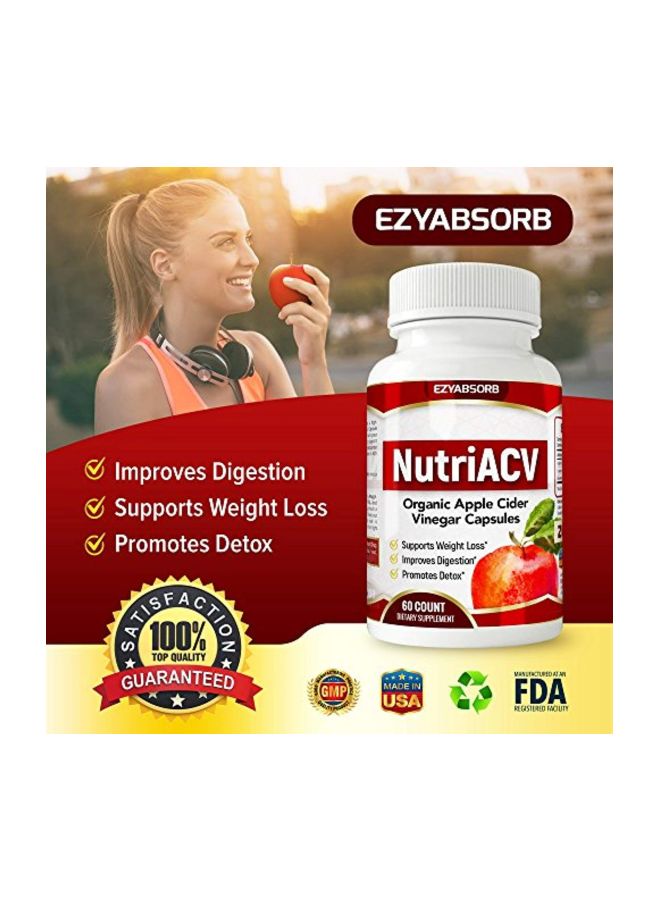 EzyAbsorb Nutri ACV Organic Apple Cider Vinegar Dietary Supplement  - 60 Capsules - Image 3