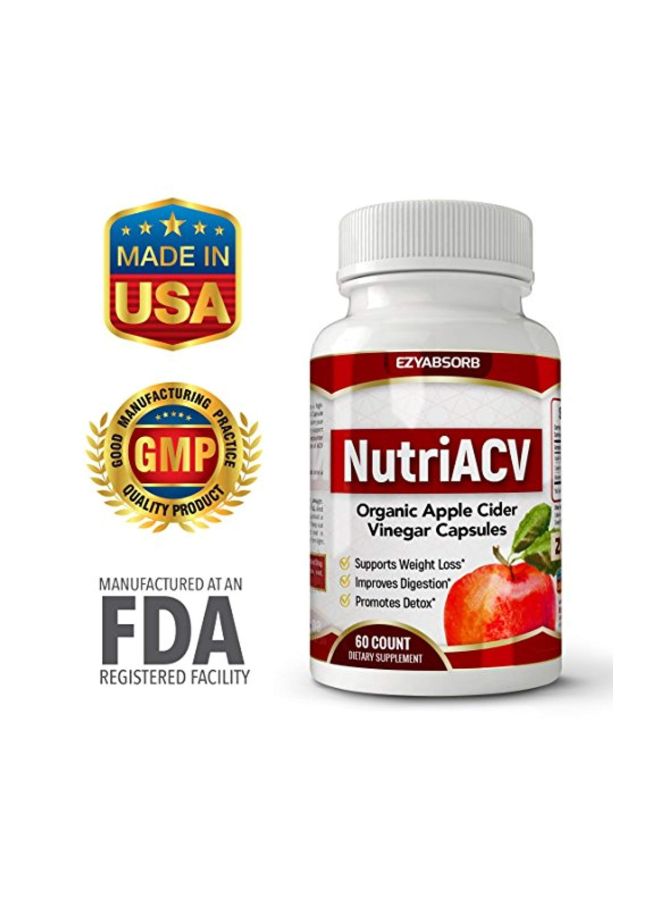 EzyAbsorb Nutri ACV Organic Apple Cider Vinegar Dietary Supplement  - 60 Capsules - Image 2