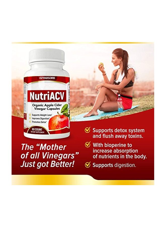 EzyAbsorb Nutri ACV Organic Apple Cider Vinegar Dietary Supplement  - 60 Capsules - Image 4