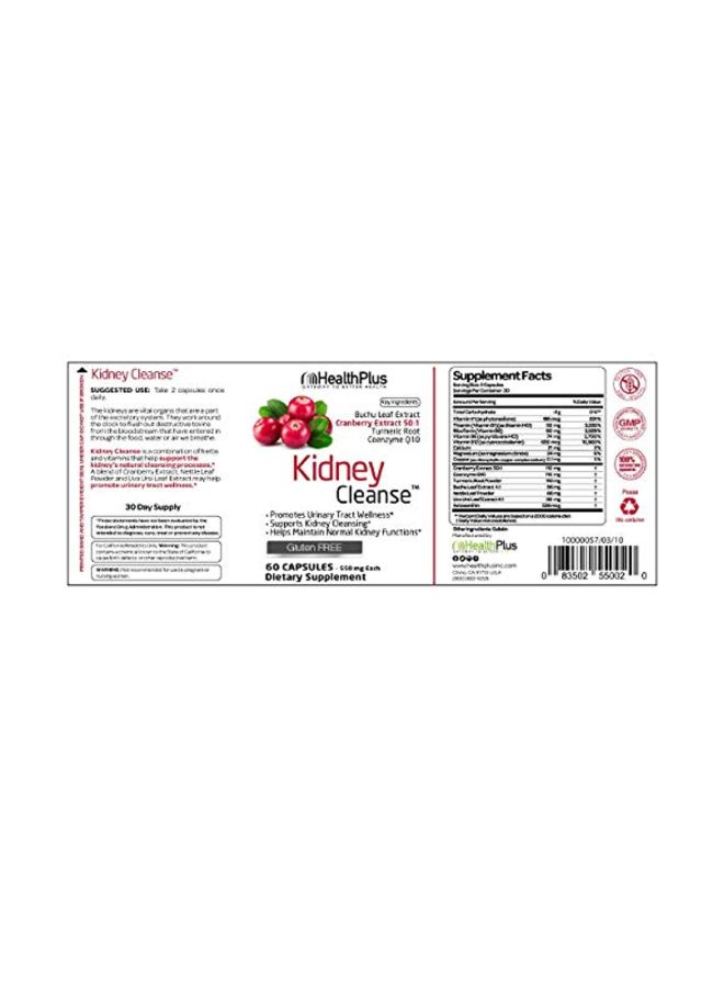 Health Plus Kidney Cleanse 550mg - 60 Capsules  - Image 4