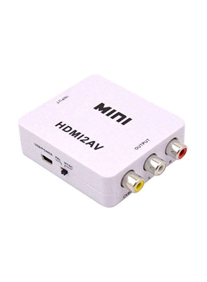 HDMI To AV Video Converter Adapter With USB Charging Cable White - Image 1