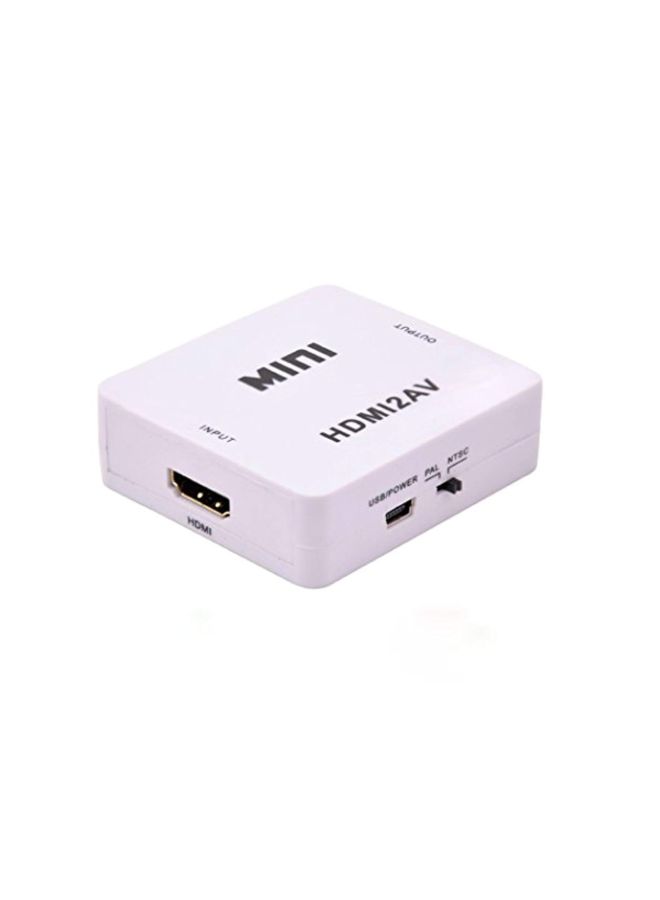 HDMI To AV Video Converter Adapter With USB Charging Cable White - Image 2