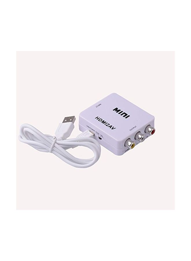 HDMI To AV Video Converter Adapter With USB Charging Cable White - Image 4