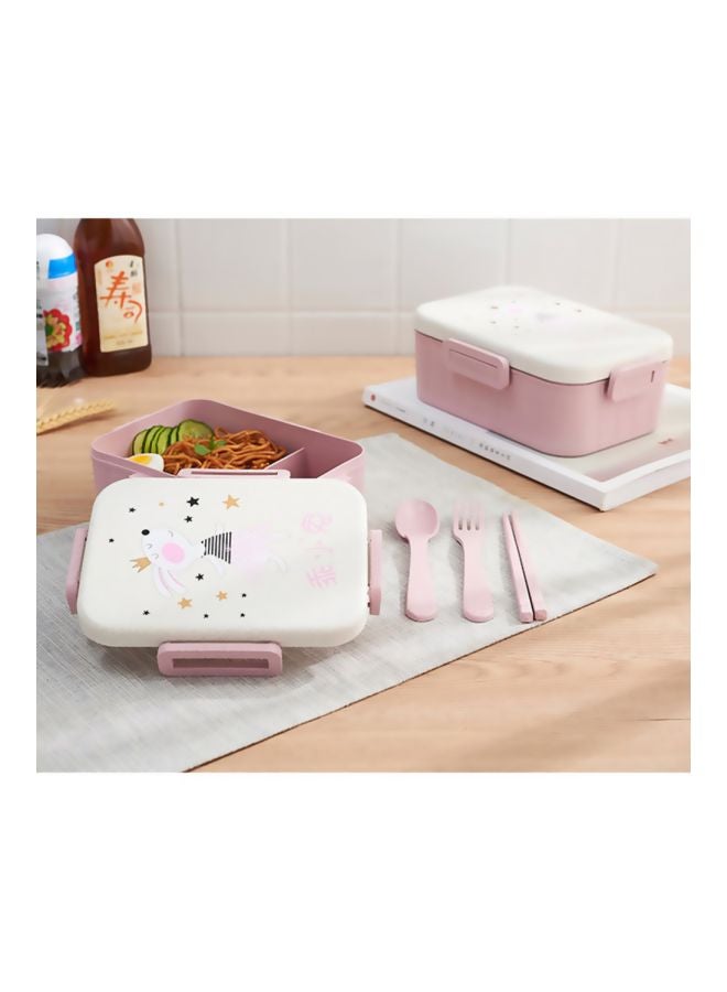 Generic - Wheat Fiber Lunch Box Pink/White 185x137x75mm - Image 1