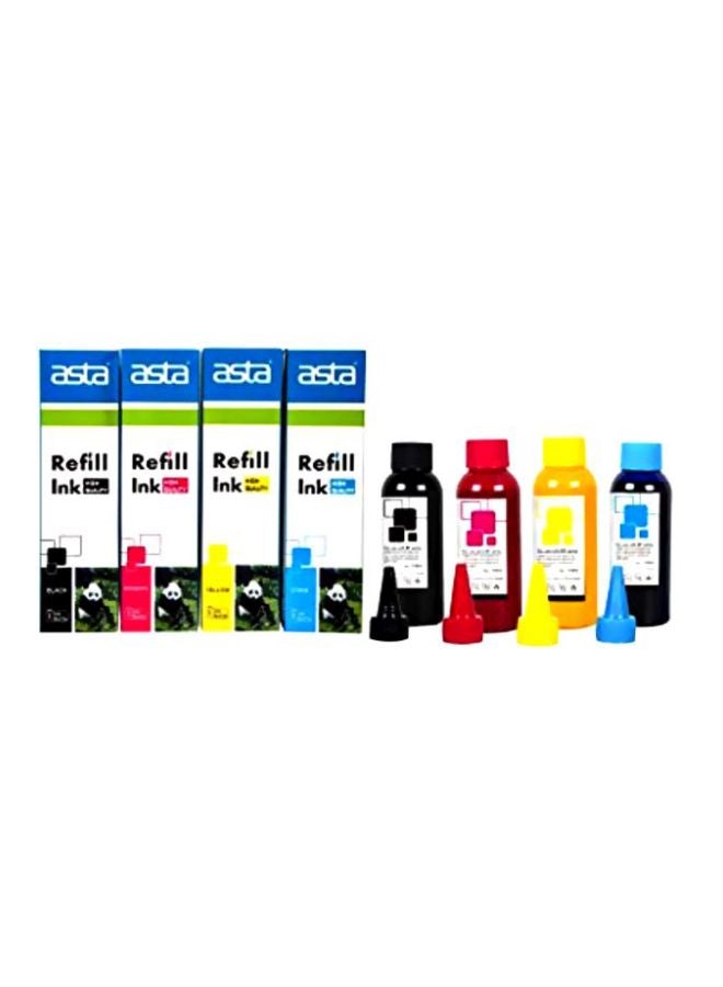 Asta 4-Piece Refill Inks For Epson Printer 100ml Black/Cyan/Yellow  - Image 1