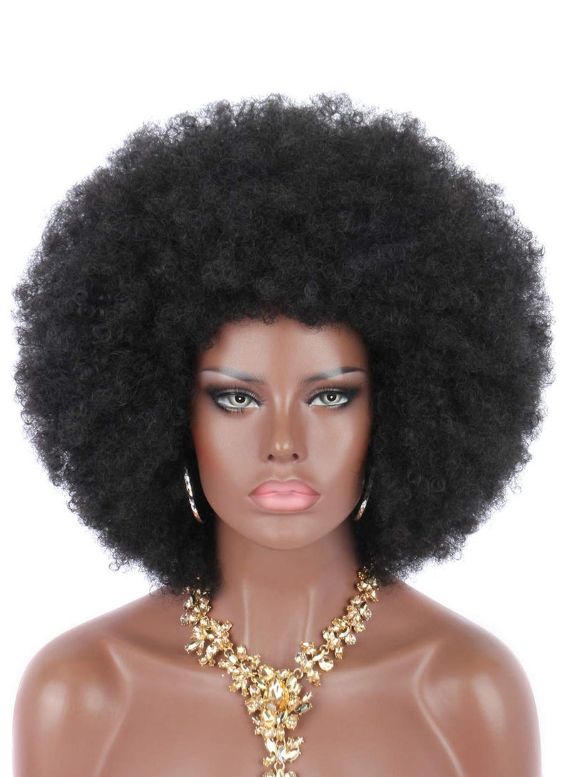 Kalyss Short Afro Kinky Curly Hair Wig Black 8inch - Image 1
