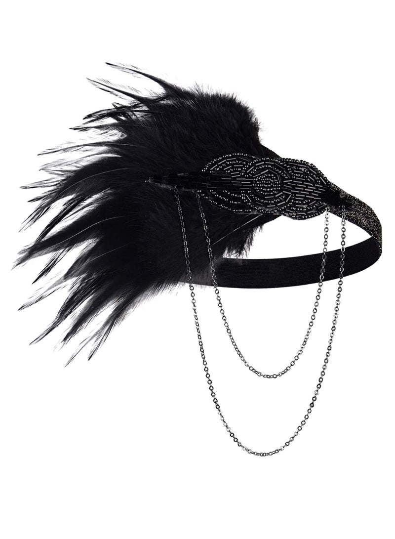 1920S Flapper Roaring Headband Black
