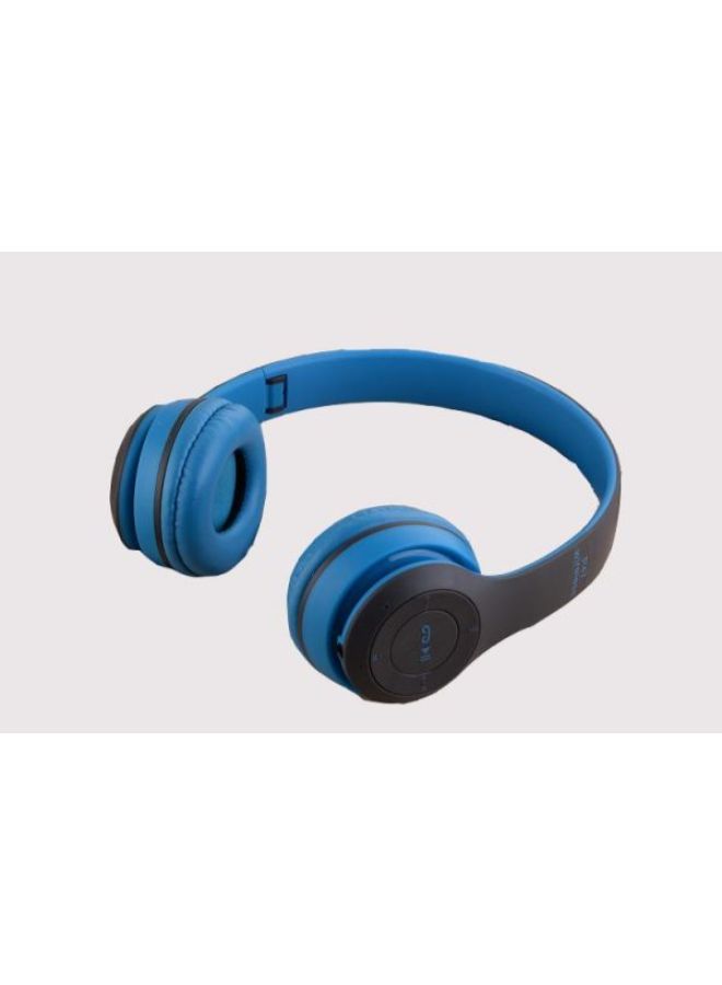 P47 Bluetooth Wireless Over The Head Headphones Blue/Black  - Image 2