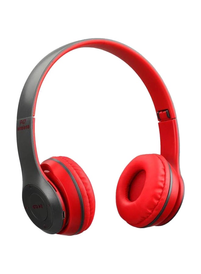 P47 Bluetooth Wireless Over The Head Headphones Red/Black - Image 1
