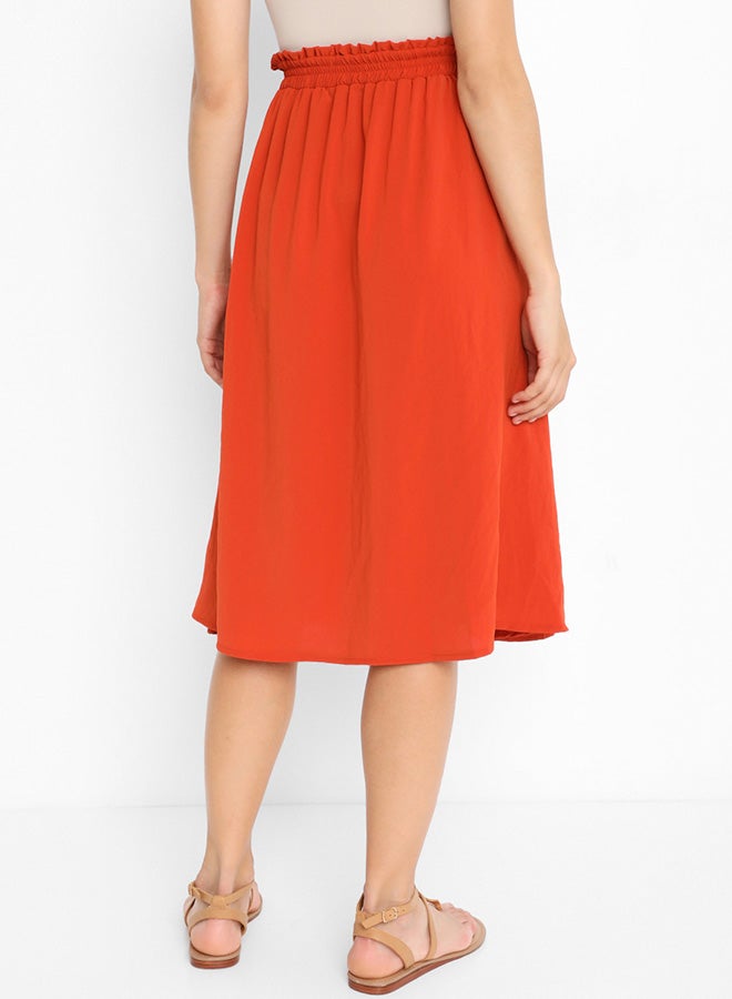 Stock - Button Detailed Midi Skirt Orange - Image 1