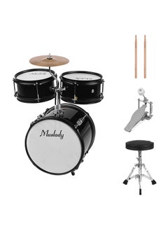 3-Piece Drum Set With Cymbal Drumsticks  And Adjustable Stool