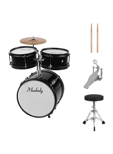 3-Piece Drum Set With Cymbal Drumsticks  And Adjustable Stool