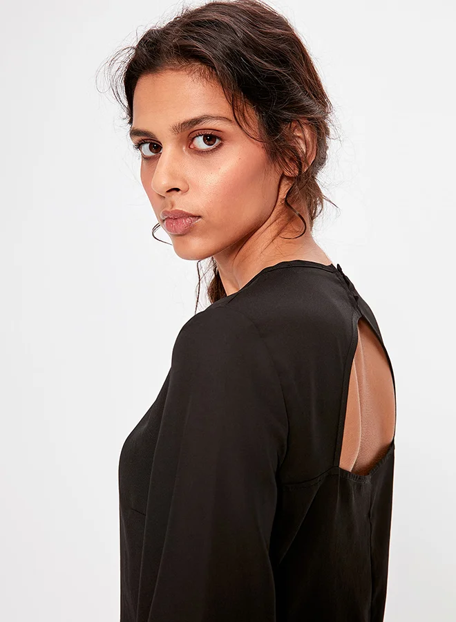 trendyol Detail Solid Design Polyester Blouse Black