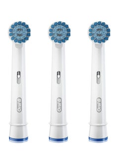 3-Piece Sensitive Gum Care Electric Replacement Brush Head Toothbrush Set White/Blue