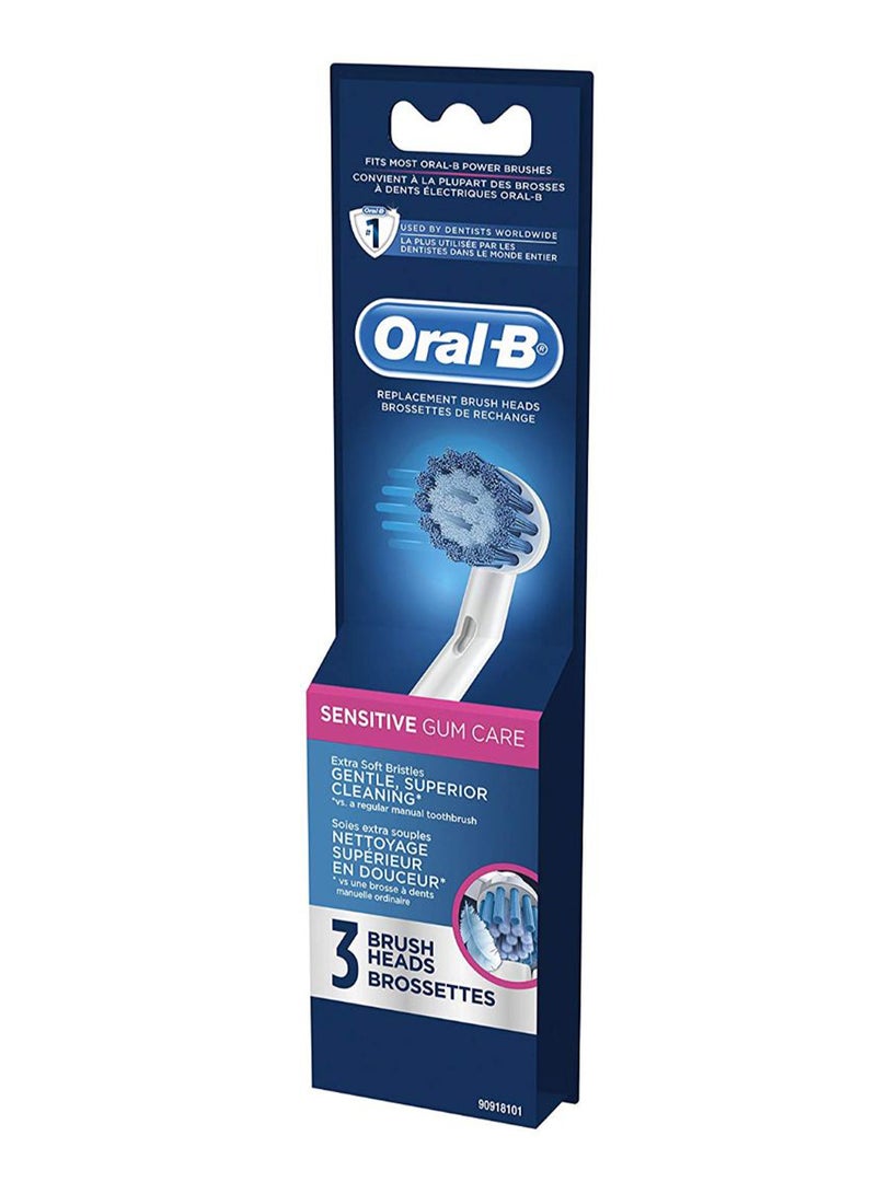 Oral-B - 3-Piece Sensitive Gum Care Electric Replacement Brush Head Toothbrush Set White/Blue - Image 1