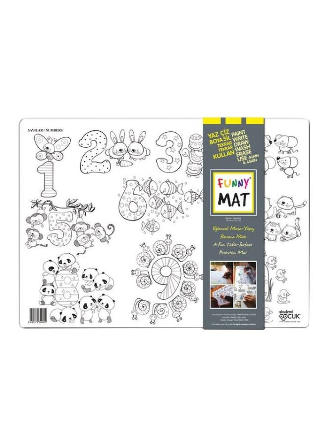 فاني مات بساط بتصميم أرقام لحماية سطح الطاولة أبيض/ أسود