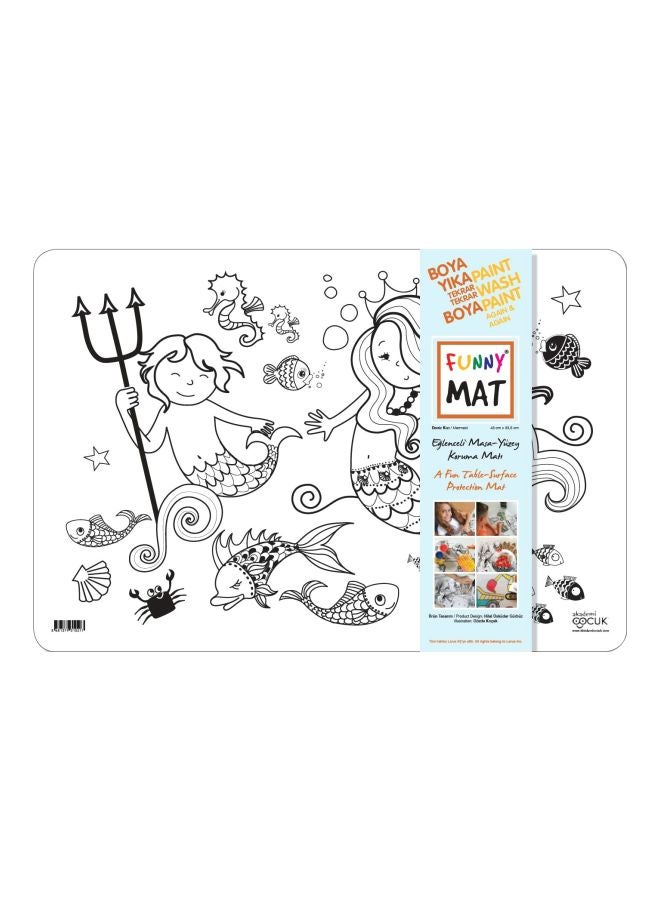 فاني مات بساط تلوين قابل لإعادة الاستخدام بتصميم حورية بحر أبيض/ أسود