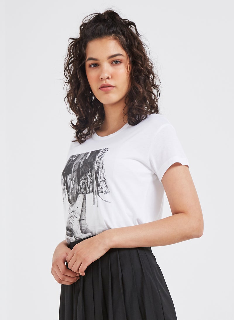 جاكلين دي يونج تيشيرت مطبوع بصورة أبيض - Image 1