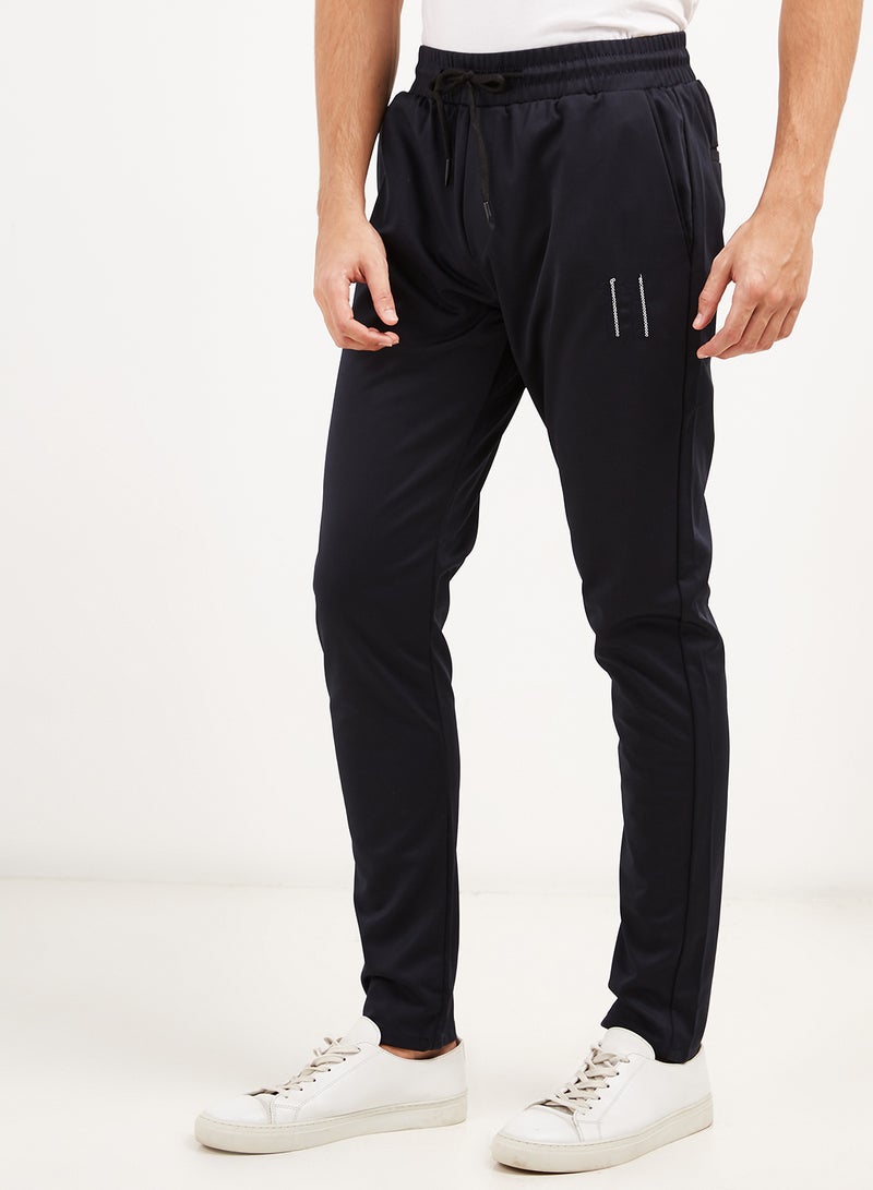 Solid Design Drawstring Sweatpants Navy  - Image 1