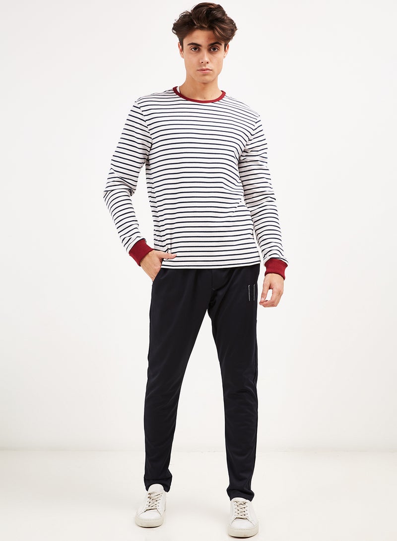 Solid Design Drawstring Sweatpants Navy  - Image 3