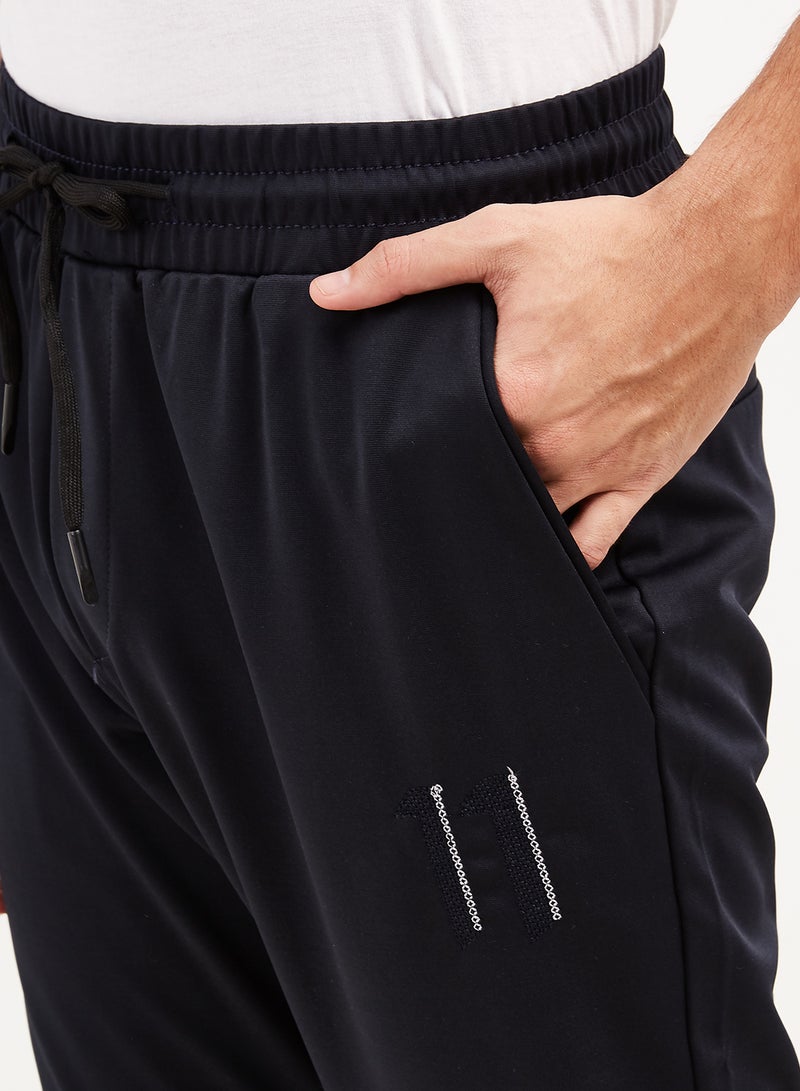 Solid Design Drawstring Sweatpants Navy  - Image 4