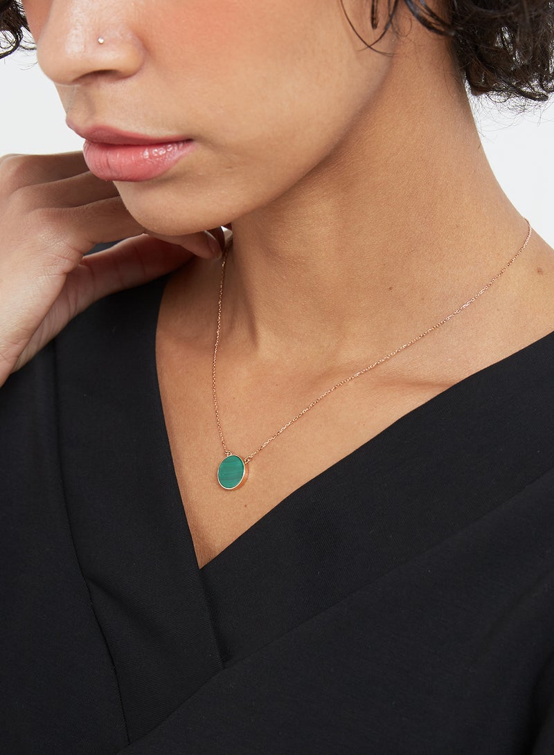 Capri Gold - 18 Karat Rose Gold Malachite Single Stone Necklace - Image 1