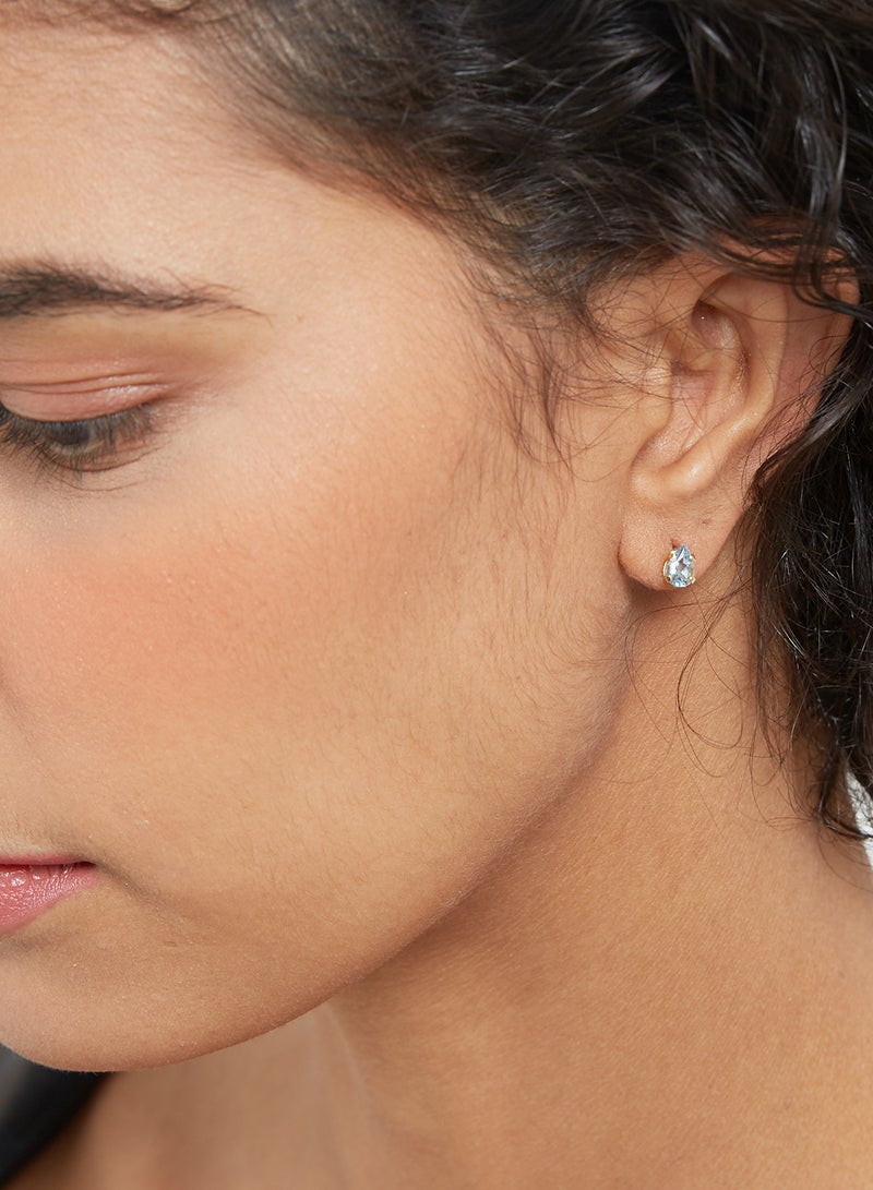 Capri Gold 18 Karat Gold Aquamarine Pear-Cut Earrings - Image 4