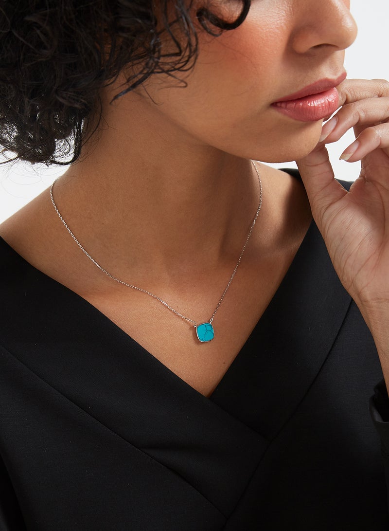 Capri Gold 18 Karat White Gold Turquoise Single Stone Necklace - Image 5
