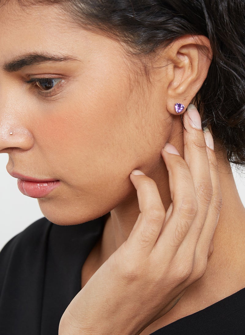 Capri Gold 18 Karat White Gold Amethyst Trilliant Earrings  - Image 4
