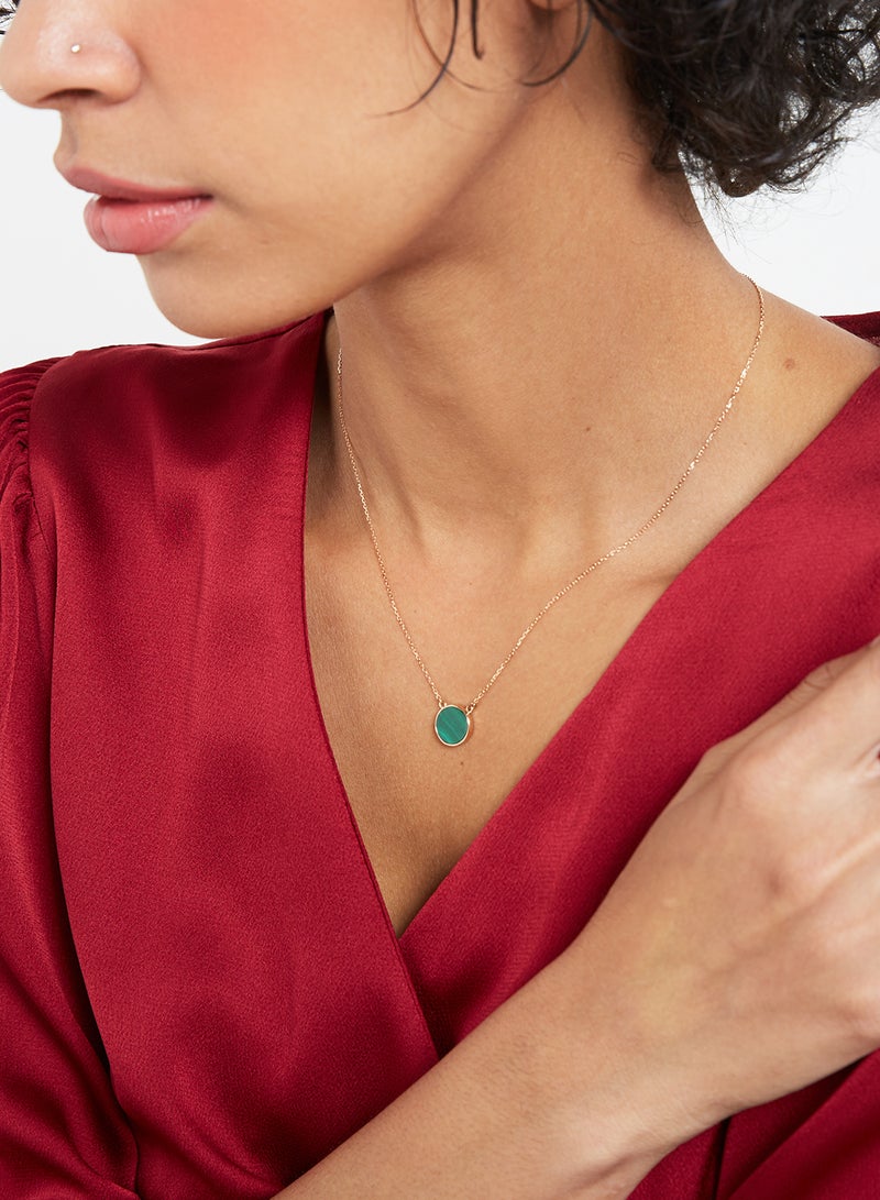 Capri Gold - 18 Karat Rose Gold Malachite Single Stone Necklace - Image 1