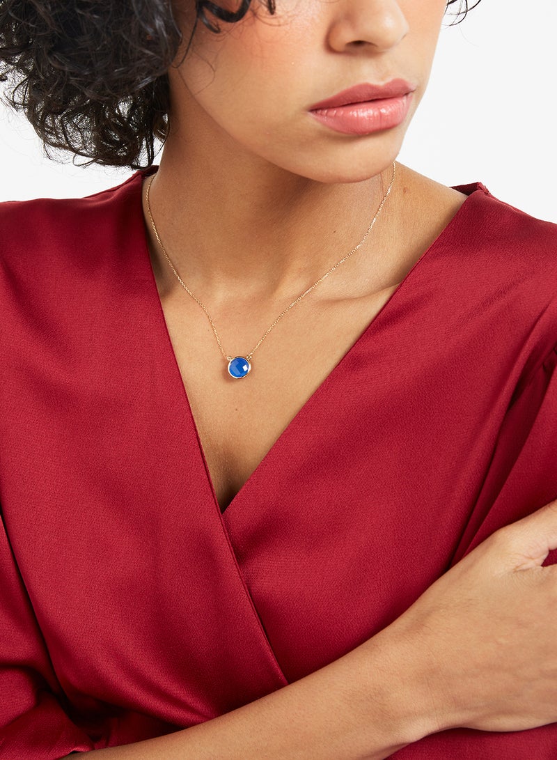 Capri Gold 18 Karat Gold Blue Onyx Single Stone Necklace - Image 5