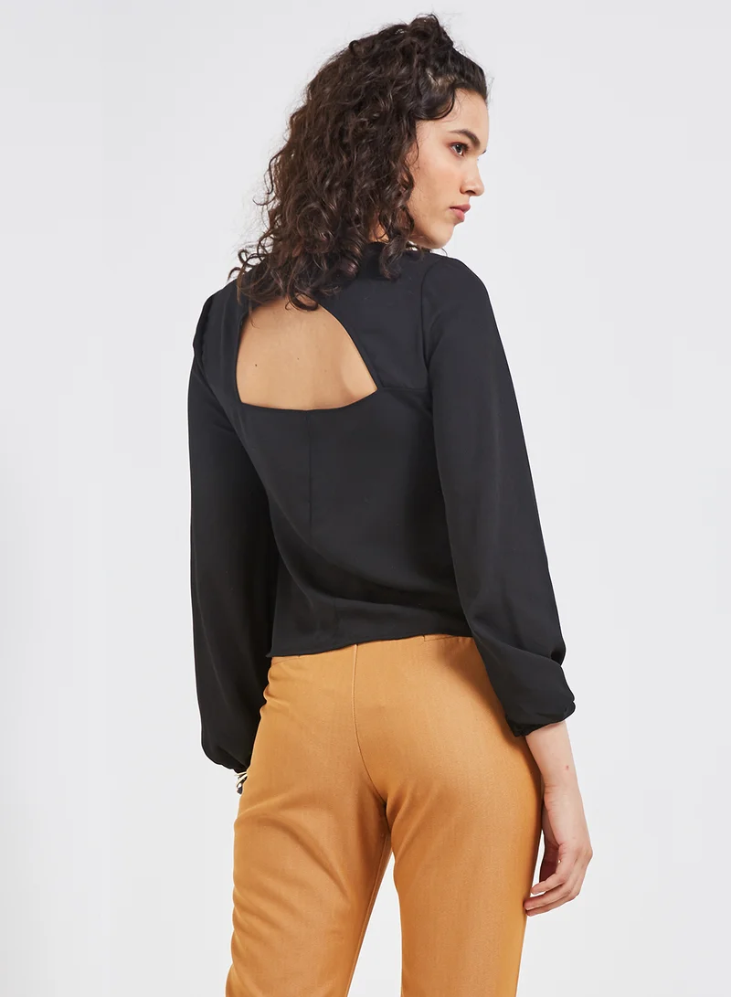 trendyol Detail Solid Design Polyester Blouse Black