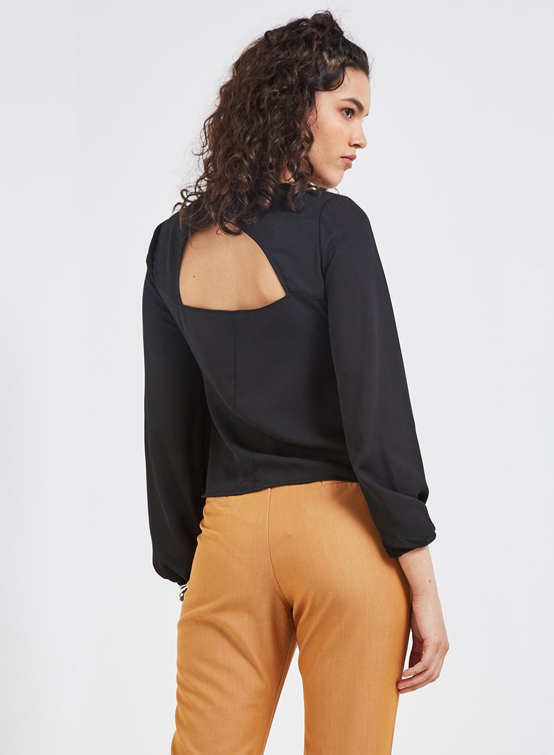 trendyol Detail Solid Design Polyester Blouse Black - Image 2