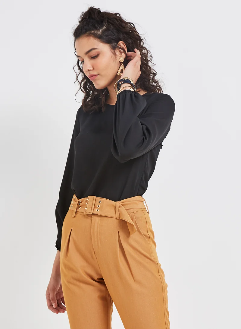 trendyol Detail Solid Design Polyester Blouse Black