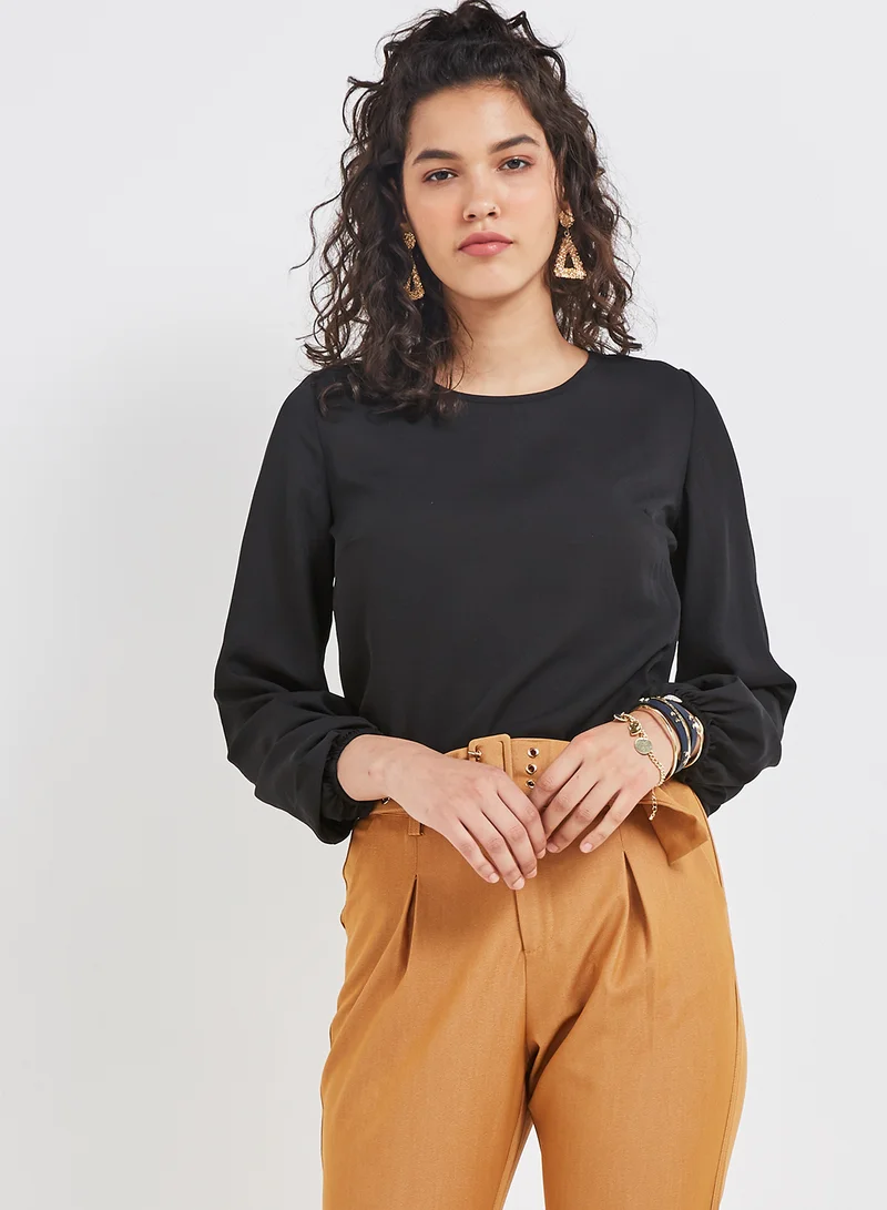 trendyol Detail Solid Design Polyester Blouse Black