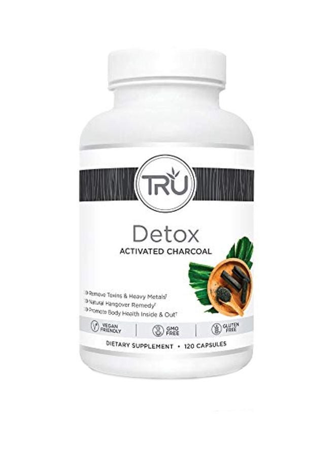 TRU Supplements Detox Activated Charcoal Dietary Supplement - 120 Capsules - Image 1