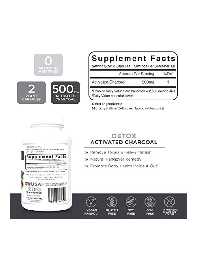 TRU Supplements Detox Activated Charcoal Dietary Supplement - 120 Capsules - Image 2