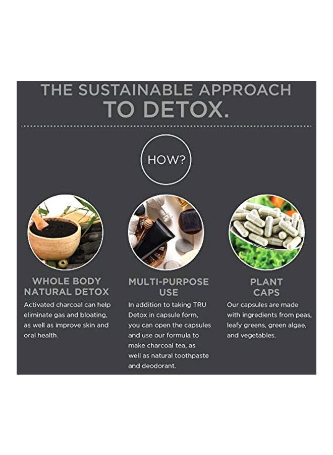 TRU Supplements Detox Activated Charcoal Dietary Supplement - 120 Capsules - Image 3