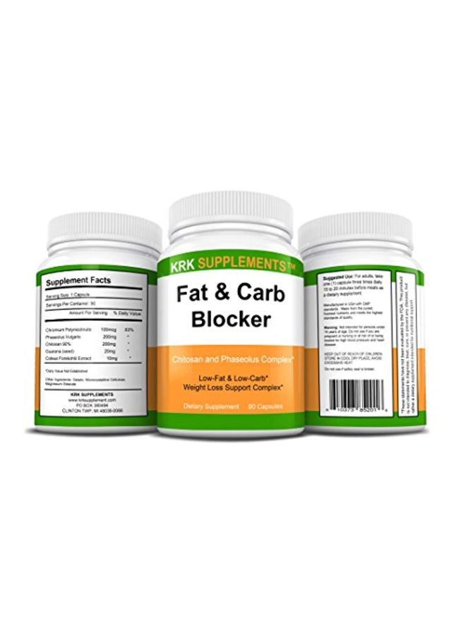 KRK SUPPLEMENTS Fat And Carb Blocker With Chitosan And Phaseolus Complex - 90 Capsules - Image 2