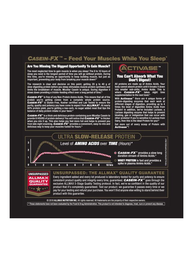 AllMax Nutrition Casein-FX 100% Micellar Casein Micellar Source Protein - Image 5