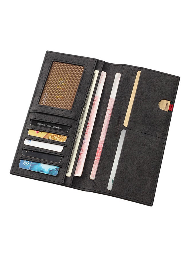 TOEON - Ultra Thin Long Style Bifold Wallet Black - Image 1