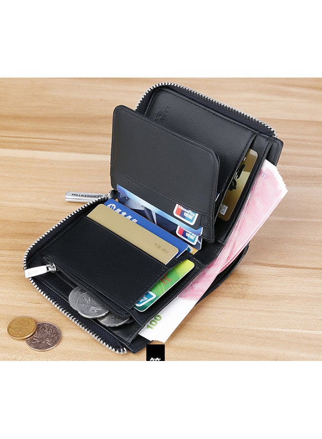LAORENTOU - Leather Zipper Multifunction Leisure Wallet Black - Image 1