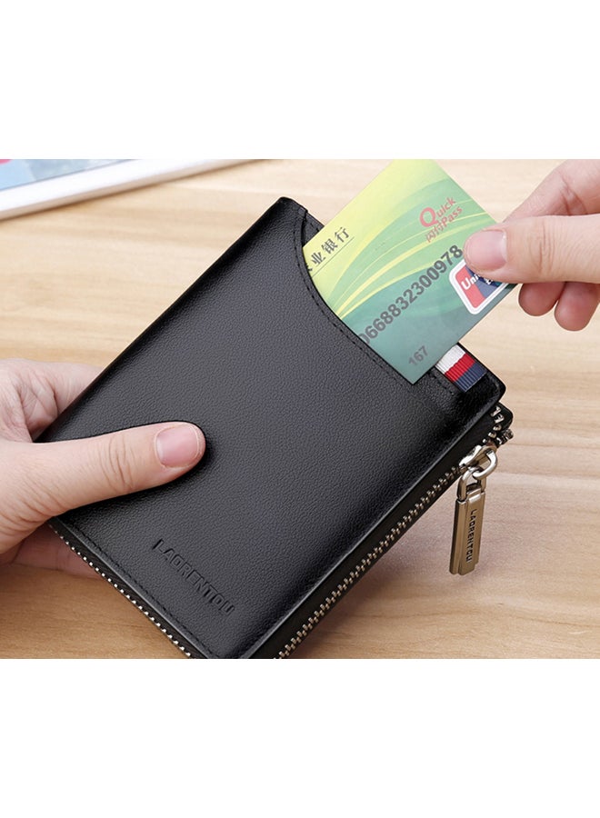 LAORENTOU - Leather Zipper Multifunction Leisure Wallet Black - Image 1