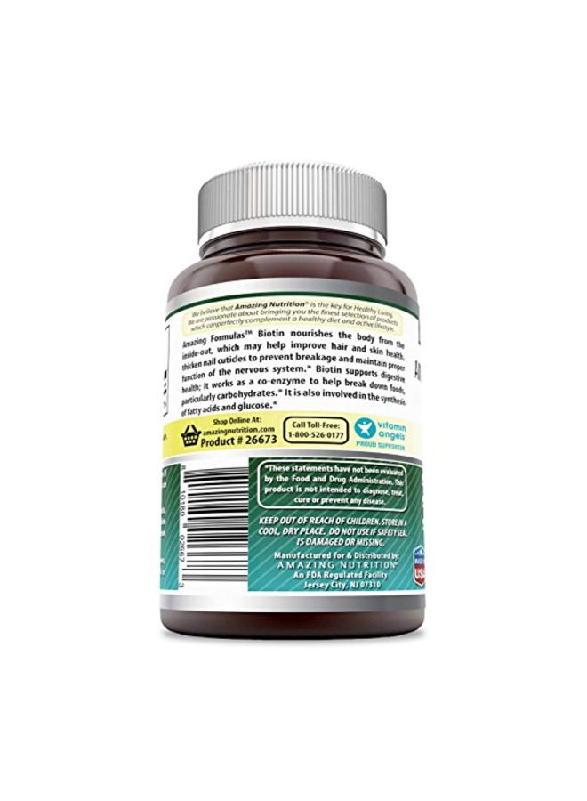 Amazing Nutrition Biotin Supplement 10000mcg - 100 Capsules - Image 2