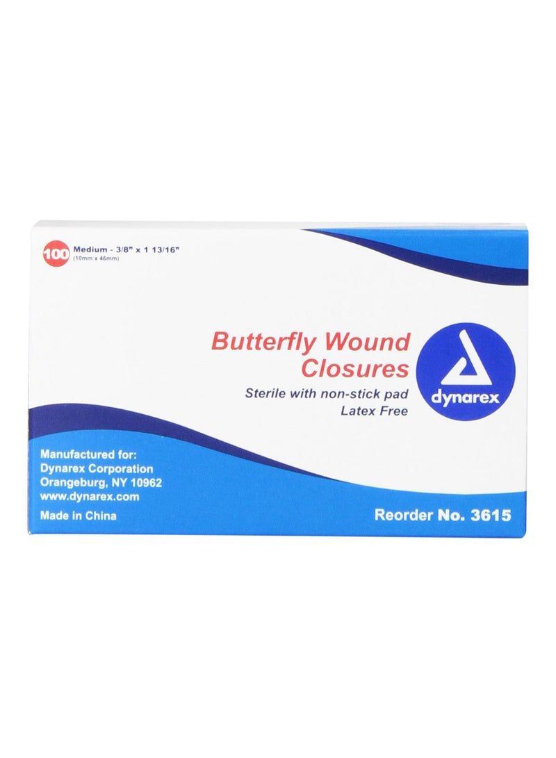 Dynarex - Pack Of 100 Butterfly Wound Closures Adhesive Bandage - Image 1