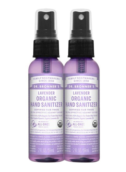 Pack Of 2 Lavender Organic Hand Sanitizer Spray Set 2 x 59ml